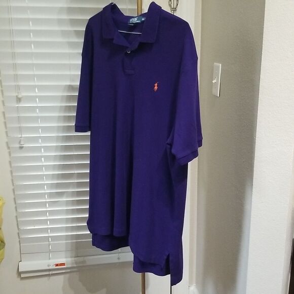 Polo by Ralph Lauren Vintage Short Sleeve Violet Polo Shirt Logo Casual Size XXL - Picture 3 of 5